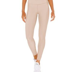 Strut This beige Tan ribbed mid rise Leggings, size S Made in USA athleisure